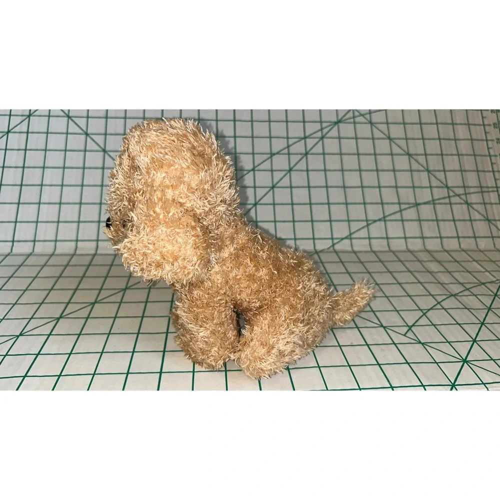 Xin Dan Tan Poodle Plush Shaggy Dog Stuffed Animal with Medallion Tag 10 Inch